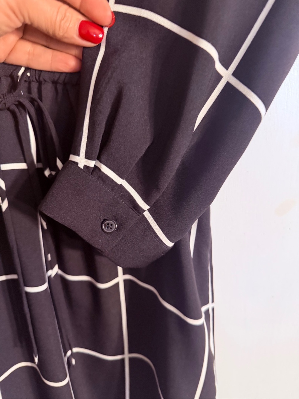 LOFT Black Windowpane Drawstring Waist Tunic - Picture 5 of 5